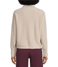 J.McLaughlin Cashmere Horizontal Knit Oversized Turtleneck Long Sleeve Sweater