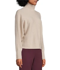 J.McLaughlin Cashmere Horizontal Knit Oversized Turtleneck Long Sleeve Sweater