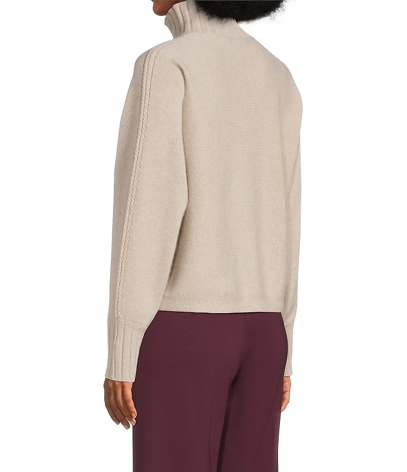 J.McLaughlin Cashmere Horizontal Knit Oversized Turtleneck Long Sleeve Sweater