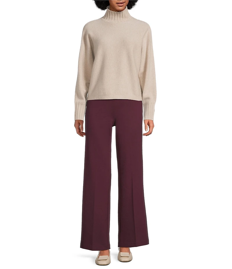 J.McLaughlin Cashmere Horizontal Knit Oversized Turtleneck Long Sleeve Sweater