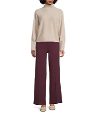 J.McLaughlin Cashmere Horizontal Knit Oversized Turtleneck Long Sleeve Sweater