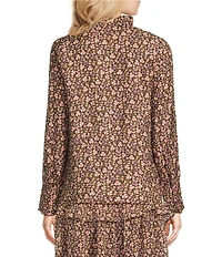 J.McLaughlin Coordinating Cecilia Floral Print Ruffle Split V-Neck Bracelet Sleeve Blouse