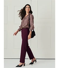 J.McLaughlin Coordinating Cecilia Floral Print Ruffle Split V-Neck Bracelet Sleeve Blouse