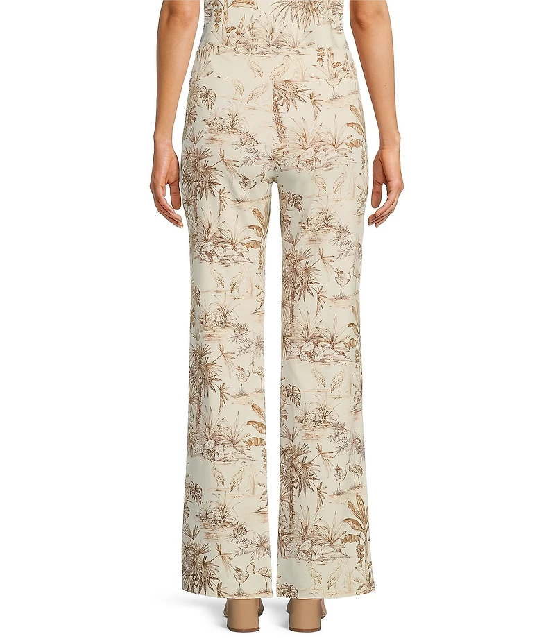 J.McLaughlin Coordinating Carmel Print Catalina Cloth Elastic Waist Straight Leg Pull On Pants