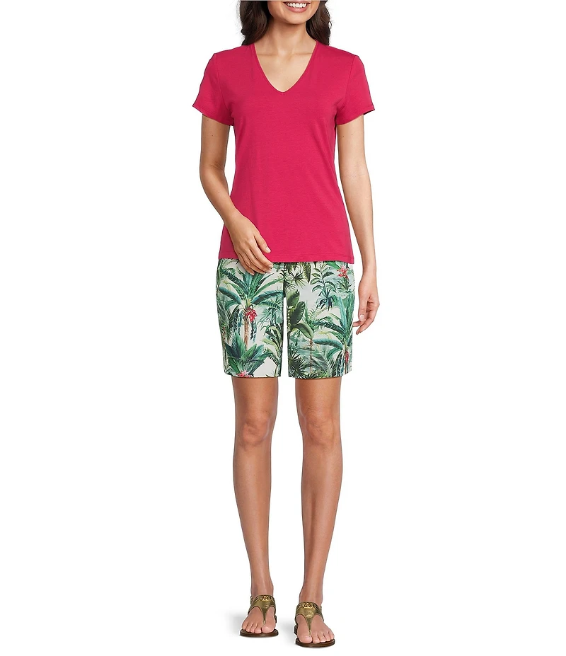 J.McLaughlin Cove Tropical Floral Print High Rise Wide Leg Shorts