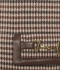 J.McLaughlin Cyna Plaid Print Round Neck Long Sleeve Buckle Trim Jacket
