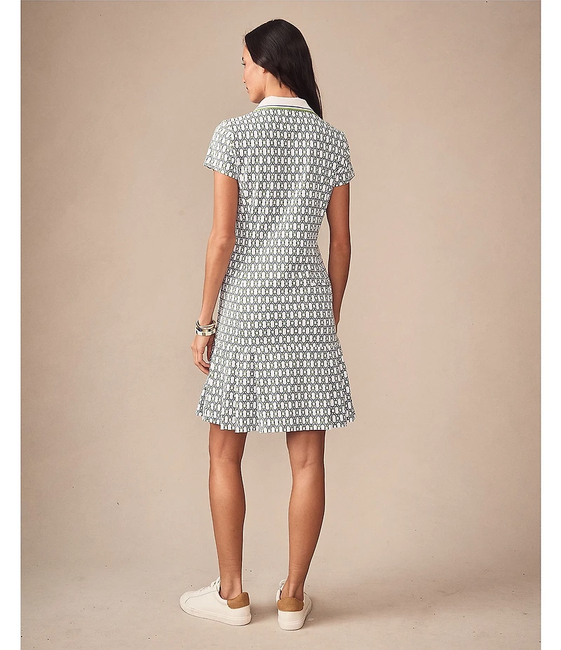 J.McLaughlin Dorte Printed Catalina Cloth Point Collar Short Sleeve Ruffle Hem Dress