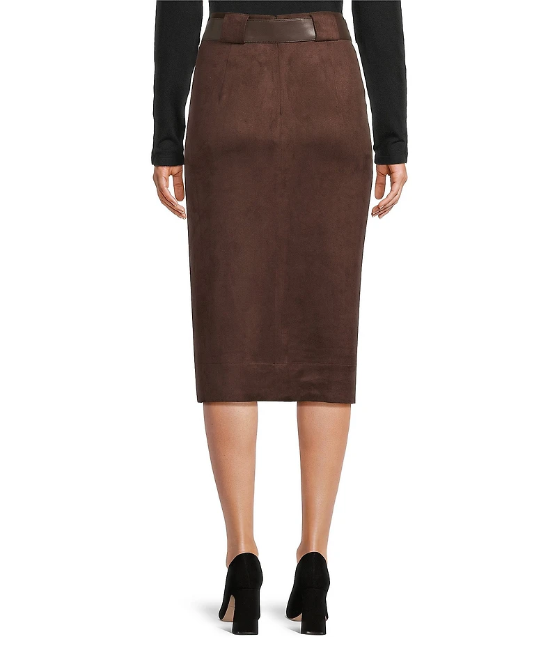 J.McLaughlin Finnian Faux Suede Self Belt Midi Skirt