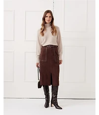 J.McLaughlin Finnian Faux Suede Self Belt Midi Skirt