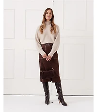 J.McLaughlin Finnian Faux Suede Self Belt Midi Skirt