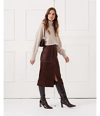J.McLaughlin Finnian Faux Suede Self Belt Midi Skirt