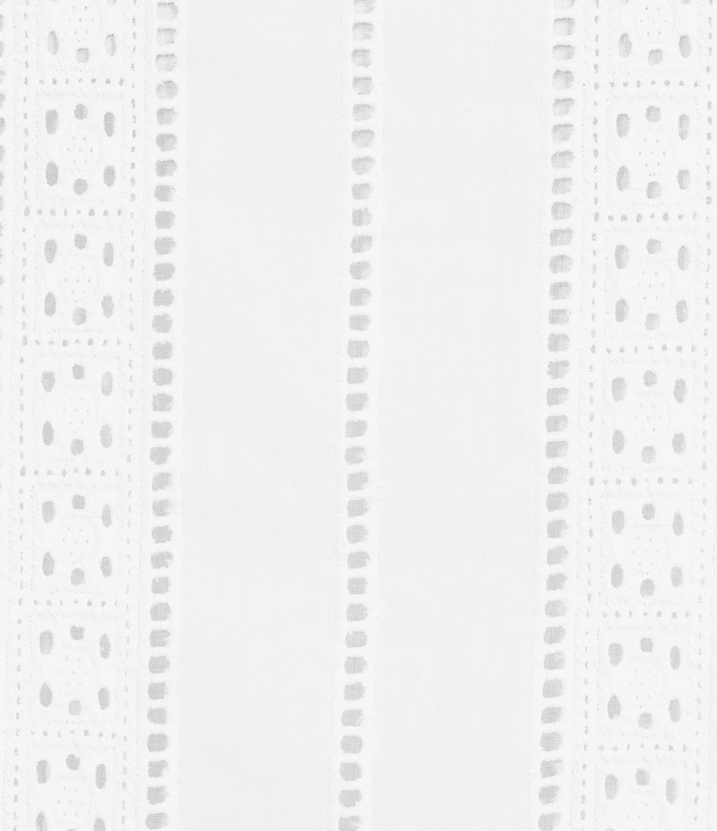 J.McLaughlin Hazel Eyelet Split V-Neck Long Blouson Sleeve Button Front Blouse