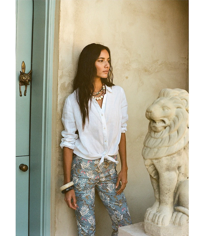 J.McLaughlin Ivy Floral Print Amelia Cloth Cropped Flare Pants