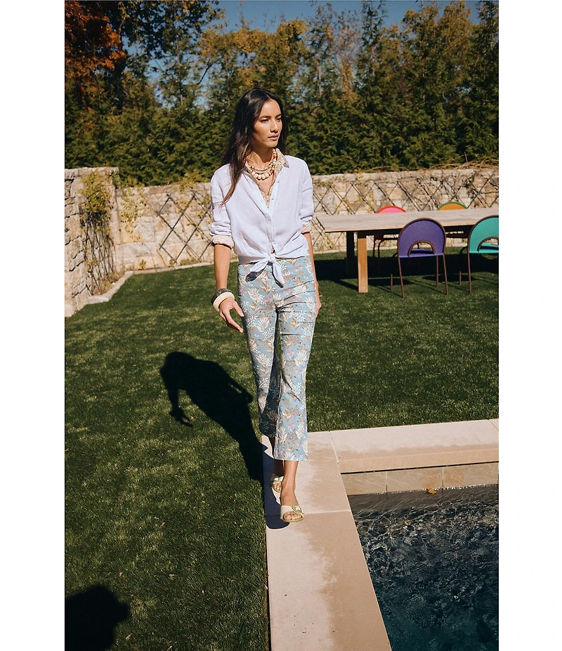 J.McLaughlin Ivy Floral Print Amelia Cloth Cropped Flare Pants