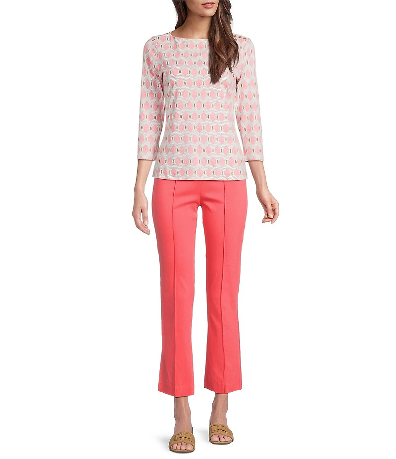 J.McLaughlin Ivy Front Seam Detailed Kick Flare Leg Hem Cropped Pull-On Pants