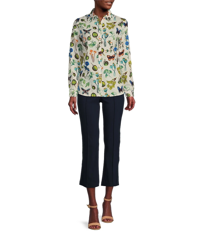 J.McLaughlin Ivy Front Seam Detailed Kick Flare Leg Hem Cropped Pull-On Pants