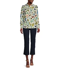J.McLaughlin Ivy Front Seam Detailed Kick Flare Leg Hem Cropped Pull-On Pants