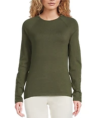J.McLaughlin Jamey Crew Neck Button Trim Raglan Long Sleeve Sweater