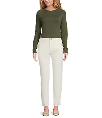 J.McLaughlin Jamey Crew Neck Button Trim Raglan Long Sleeve Sweater