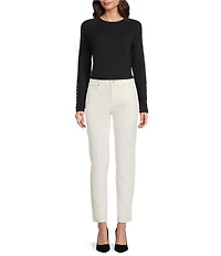 J.McLaughlin Jamey Crew Neck Button Trim Raglan Long Sleeve Sweater