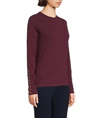 J.McLaughlin Jamey Crew Neck Button Trim Raglan Sleeve Sweater