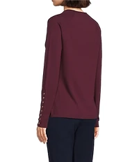 J.McLaughlin Jamey Crew Neck Button Trim Raglan Sleeve Sweater