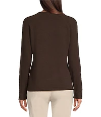 J.McLaughlin Jamey Crew Neck Button Trim Raglan Sleeve Sweater