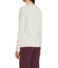 J.McLaughlin Jamey Crew Neck Button Trim Raglan Sleeve Sweater