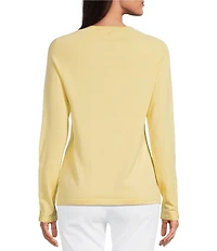 J.McLaughlin Jamey Crew Neck Button Trim Raglan Sleeve Sweater