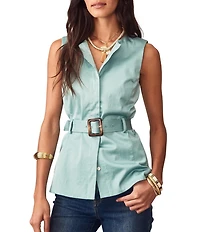 J.McLaughlin Jennifer Dupioni Round Neck Sleeveless Coordinating Belted Top