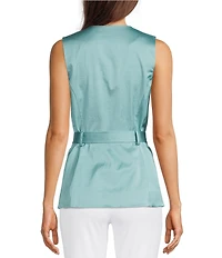 J.McLaughlin Jennifer Dupioni Round Neck Sleeveless Coordinating Belted Top