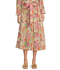 J.McLaughlin Jungle Melody Tie Front A-Line Midi Skirt