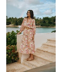 J.McLaughlin Jungle Melody Tie Front A-Line Midi Skirt