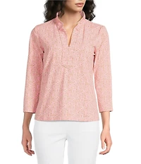 J.McLaughlin Kate Catalina Cloth Split Ruffle V-Neck 3/4 Sleeve Top