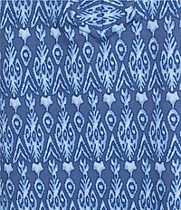 J.McLaughlin Kate Stretch Knit Ikat Print Ruffle Split V-Neck 3/4 Sleeve Top