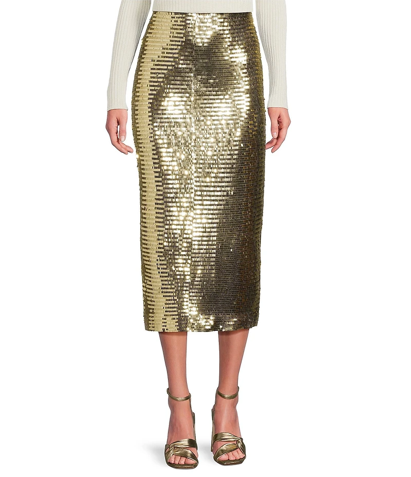 J.McLaughlin Kelly Knit Sequin Pencil Midi Skirt