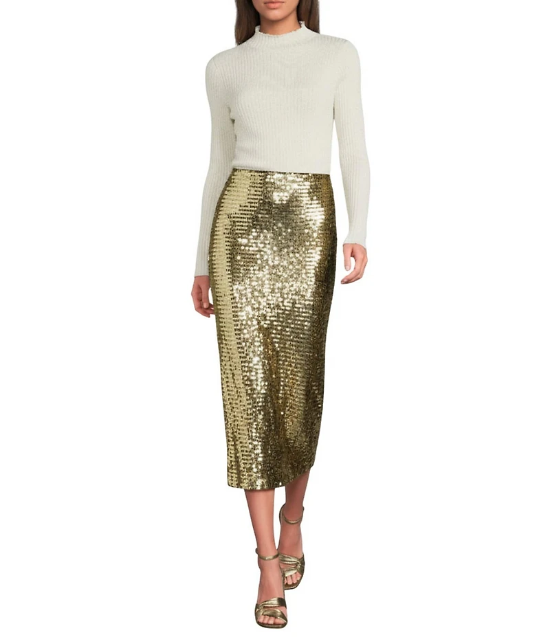J.McLaughlin Kelly Knit Sequin Pencil Midi Skirt