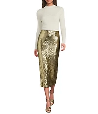 J.McLaughlin Kelly Knit Sequin Pencil Midi Skirt