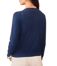 J.McLaughlin Knit Crew Neck Long Sleeve Coordinating Pearl Cardigan