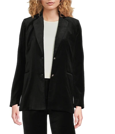 J.McLaughlin Lainie Velveteen Lapel Collar Long Sleeve Button Front Blazer