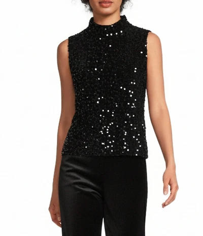 J.McLaughlin Leeza Sequin Velour Knit Mock Neck Sleeveless Top