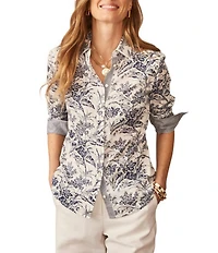 J.McLaughlin Lois Mixed Print Point Collar Long Sleeve Blouse
