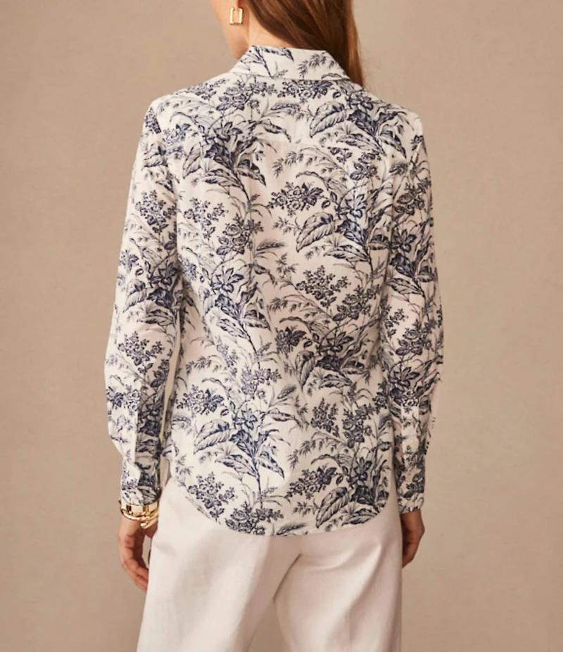 J.McLaughlin Lois Mixed Print Point Collar Long Sleeve Blouse