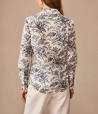 J.McLaughlin Lois Mixed Print Point Collar Long Sleeve Blouse