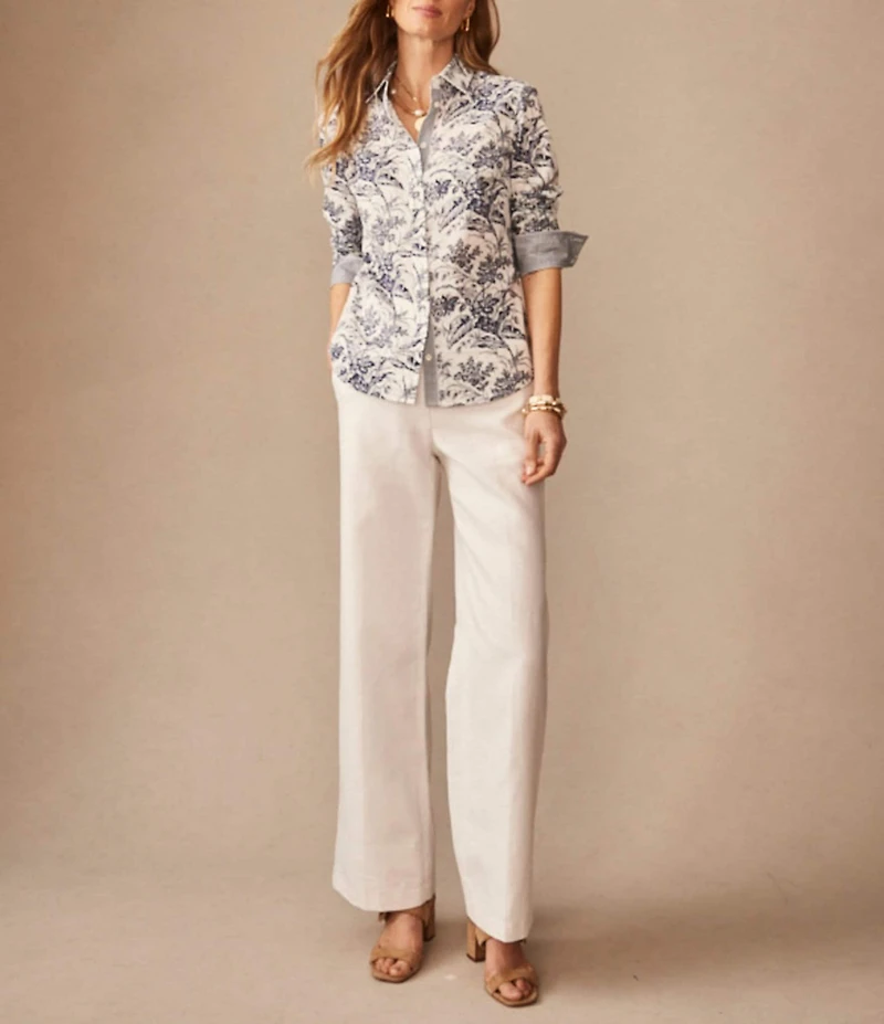 J.McLaughlin Lois Mixed Print Point Collar Long Sleeve Blouse