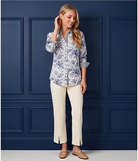 J.McLaughlin Lois Mixed Print Point Collar Long Sleeve Blouse