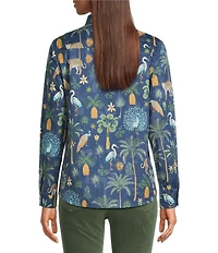 J.McLaughlin Lois Printed Point Collar Long Sleeve Button Front Blouse