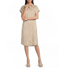 J.McLaughlin Lucinda Printed Point Collar Cap Sleeve Shift Dress