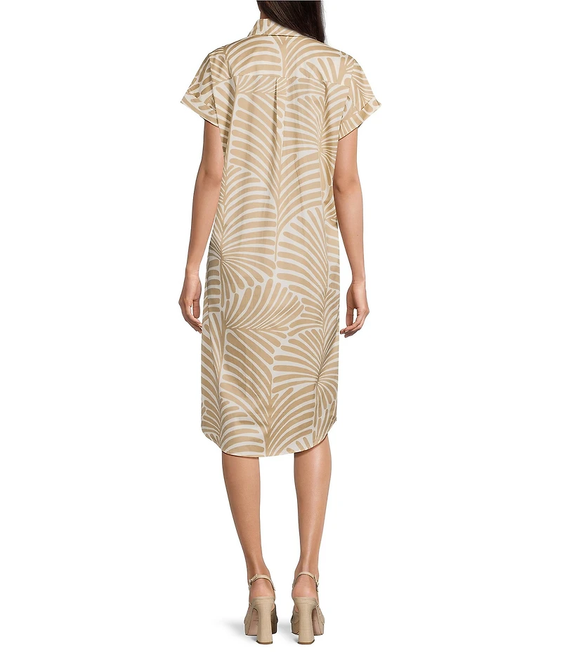 J.McLaughlin Lucinda Printed Point Collar Cap Sleeve Shift Dress