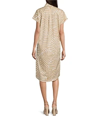 J.McLaughlin Lucinda Printed Point Collar Cap Sleeve Shift Dress